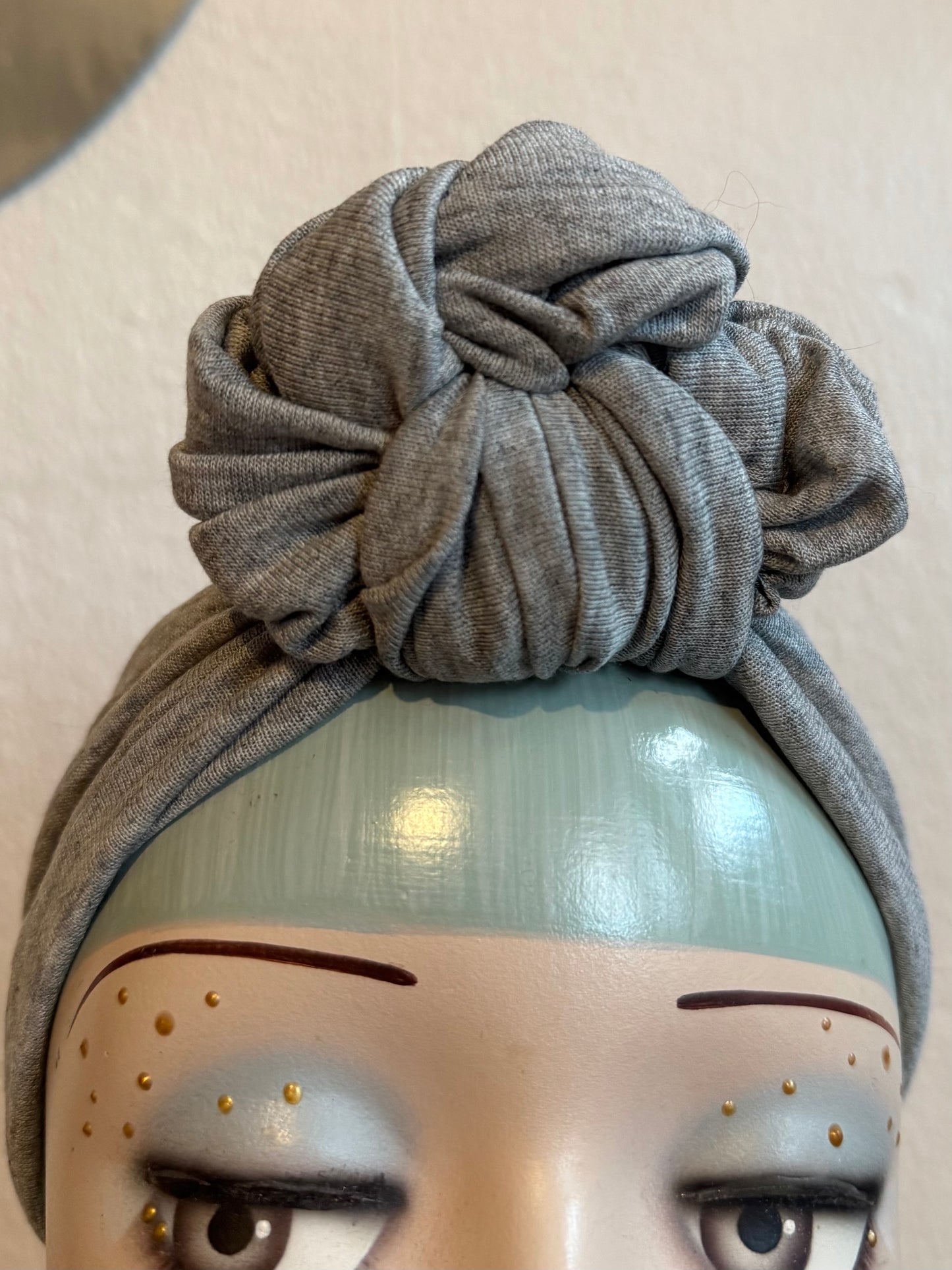 50% OFF SALE ITEM: Light Grey Vintage Style Pre-tied Headband with Slouchy Knot