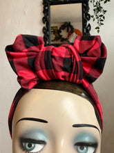 Load image into Gallery viewer, WORKWEAR KNOT Vintage Style Pre-tied Headband in Red Buffalo Check
