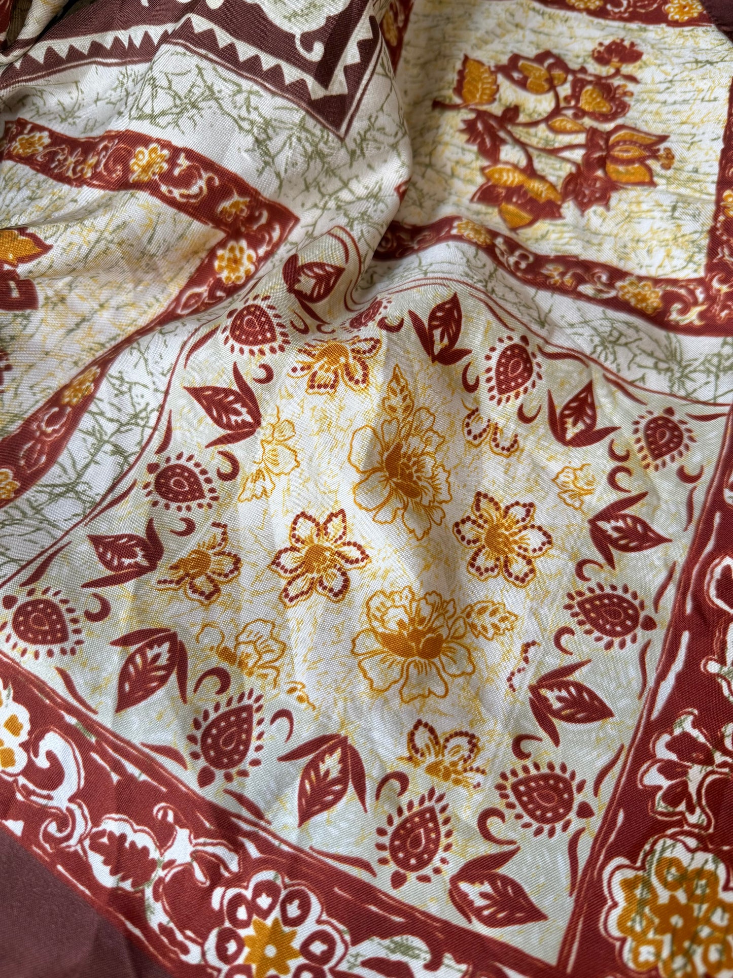 Brown Floral Print True Vintage Scarf