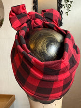 Load image into Gallery viewer, WORKWEAR KNOT Vintage Style Pre-tied Headband in Red Buffalo Check