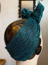 Load image into Gallery viewer, Metallic blue sparkle festive Christmas headband