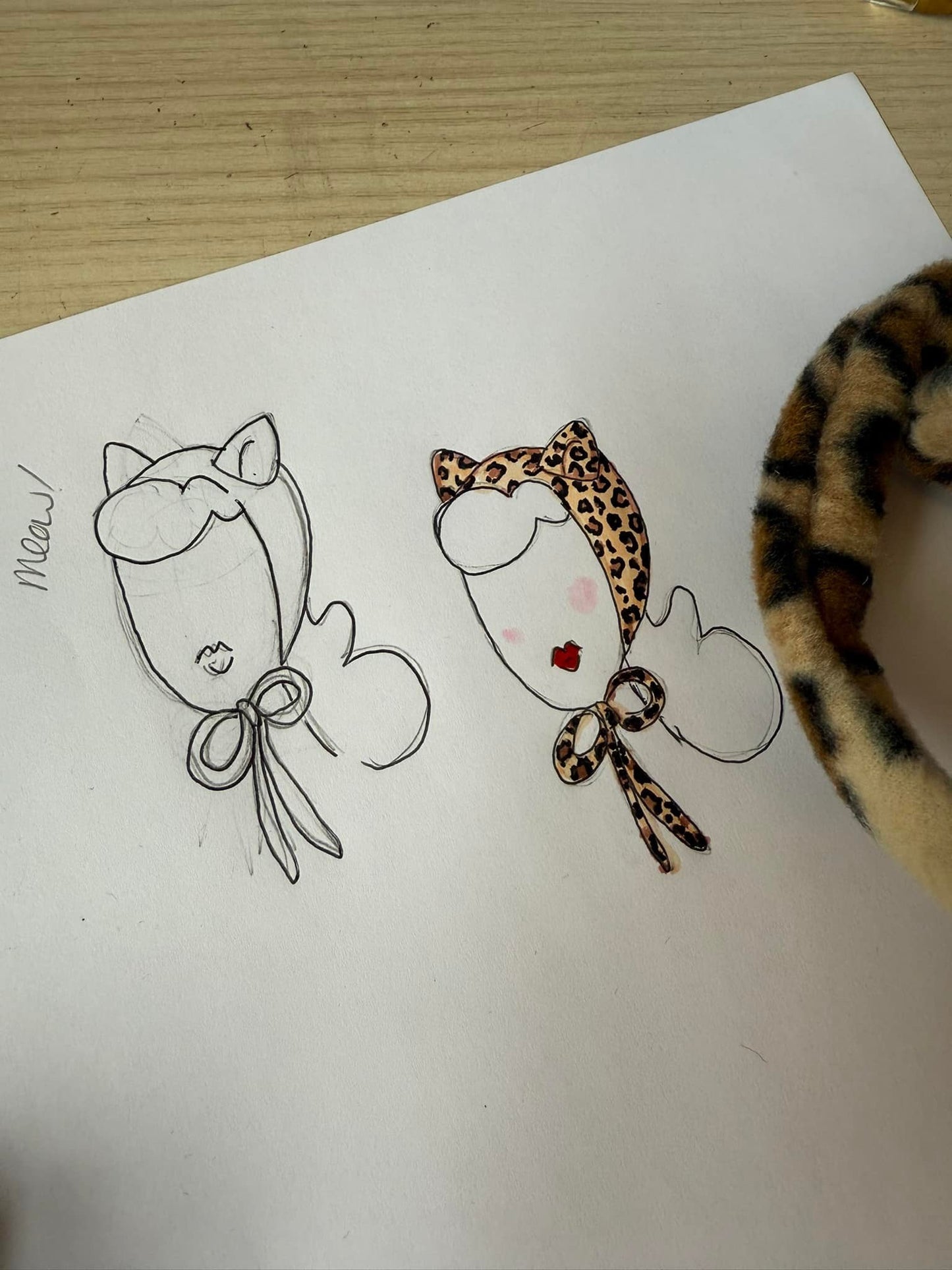Cat Bonnet in Leopard Print or Black Fleece