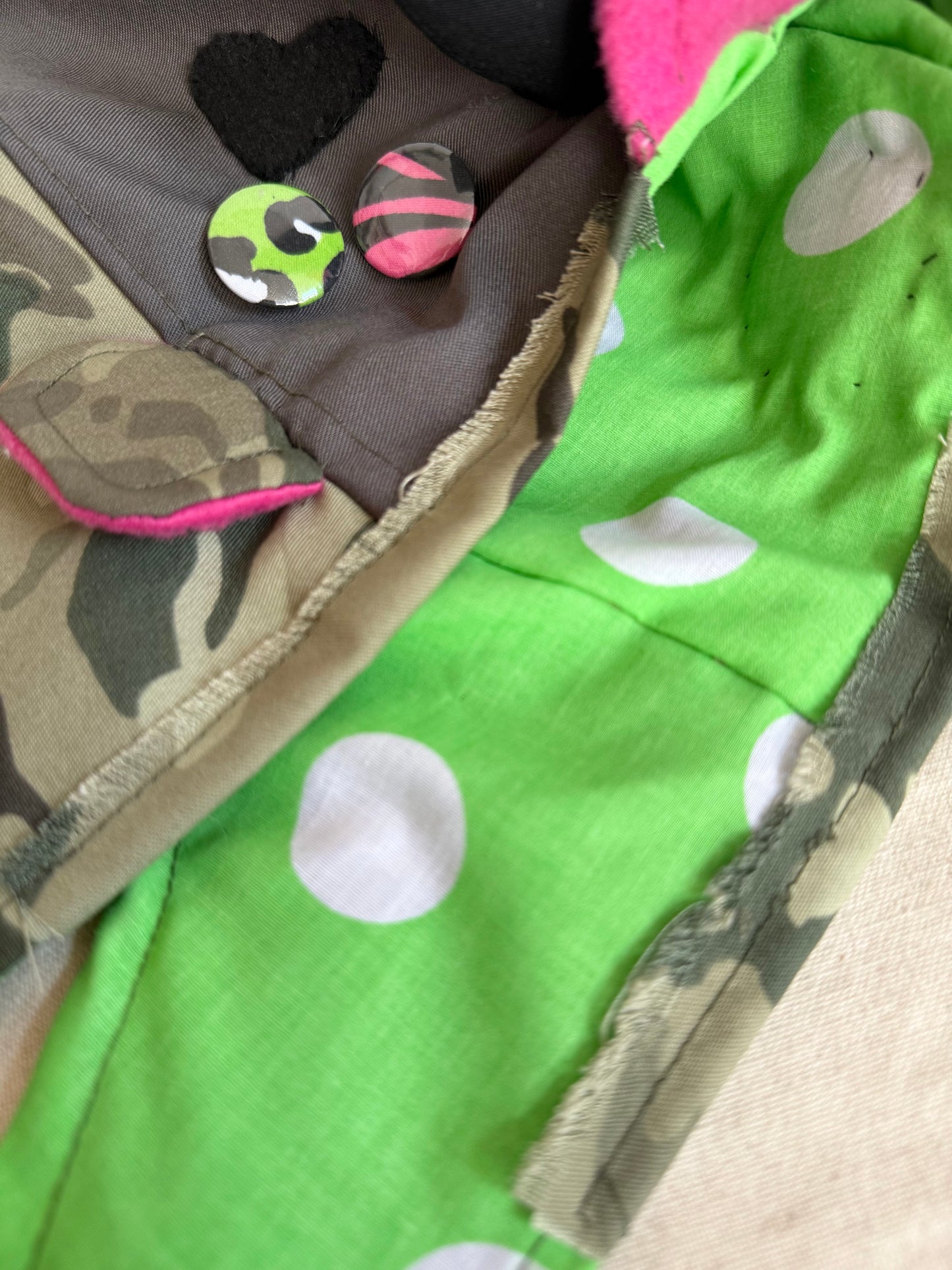 Green Camo/Grey - Horned Aviator Cap