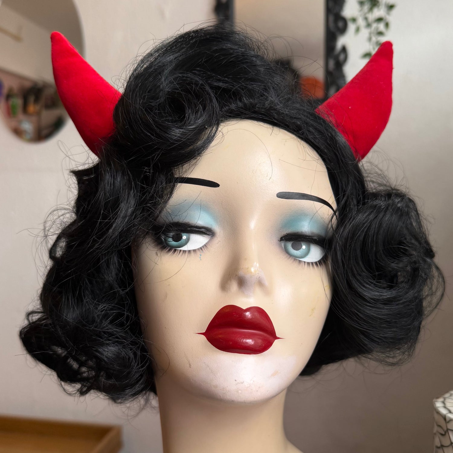 Velvet devil horn hair clips