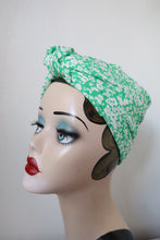 Load image into Gallery viewer, Floral green vintage reproduction headscarf