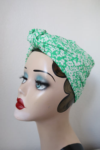 Floral green vintage reproduction headscarf