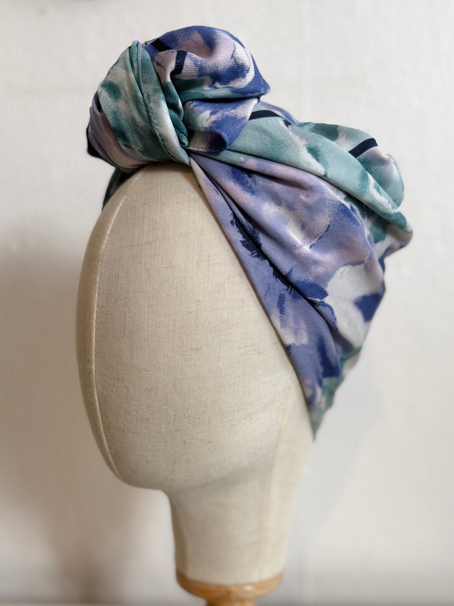 Blue/Purple Abstract Floral Print True Vintage Scarf
