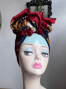 Classic Red & Blue Patterned True Vintage Scarf