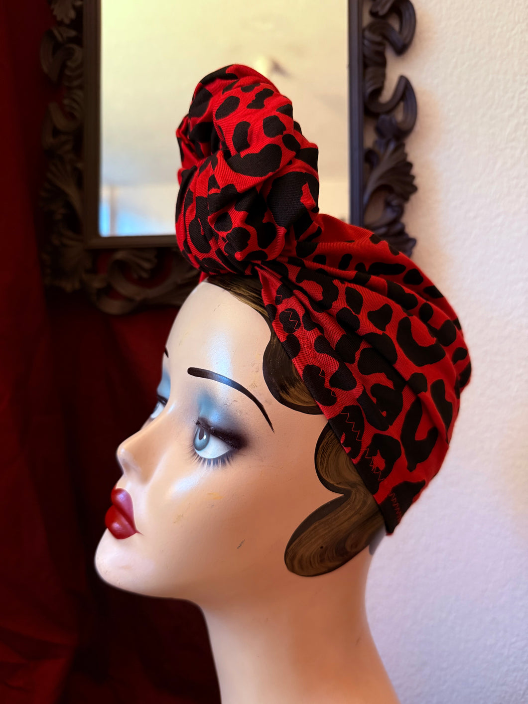 Red leopard print gothabilly rockabilly  headband