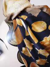 Load image into Gallery viewer, Pinecones, Leaves &amp; Acorns (Yellow &amp; Navy) True Vintage Scarf🍁