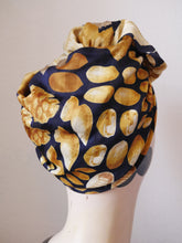 Load image into Gallery viewer, Pinecones, Leaves &amp; Acorns (Yellow &amp; Navy) True Vintage Scarf🍁