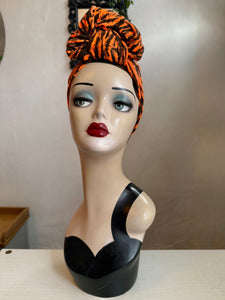 Orange tiger print alternative fashion headband 