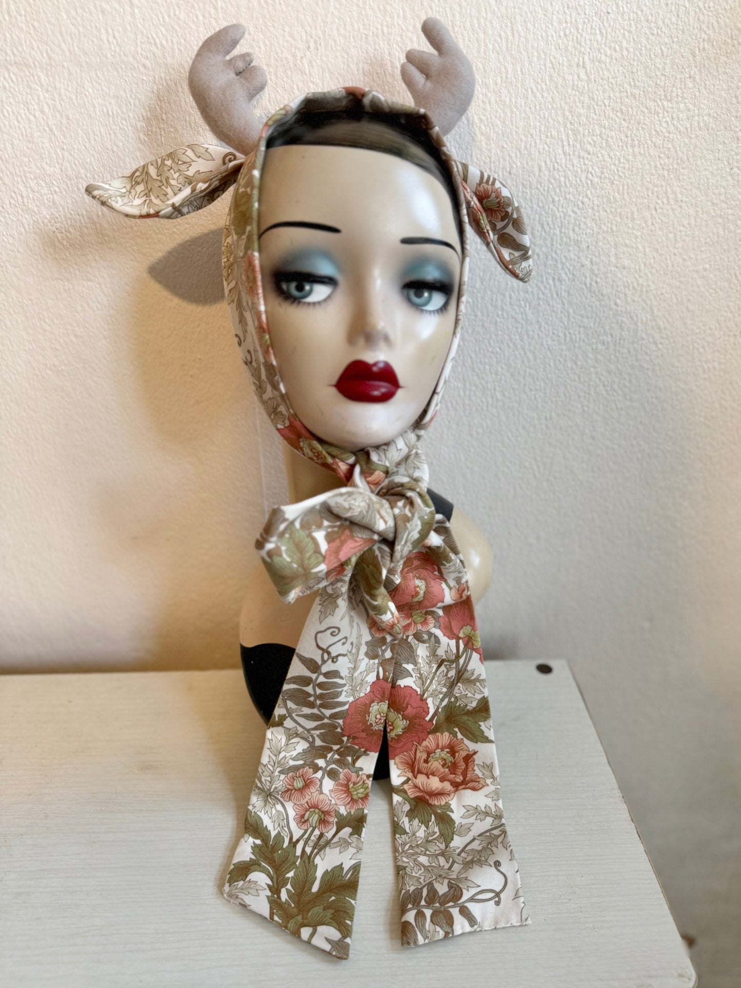 Little Deer Headband (peach & olive green/brown floral)