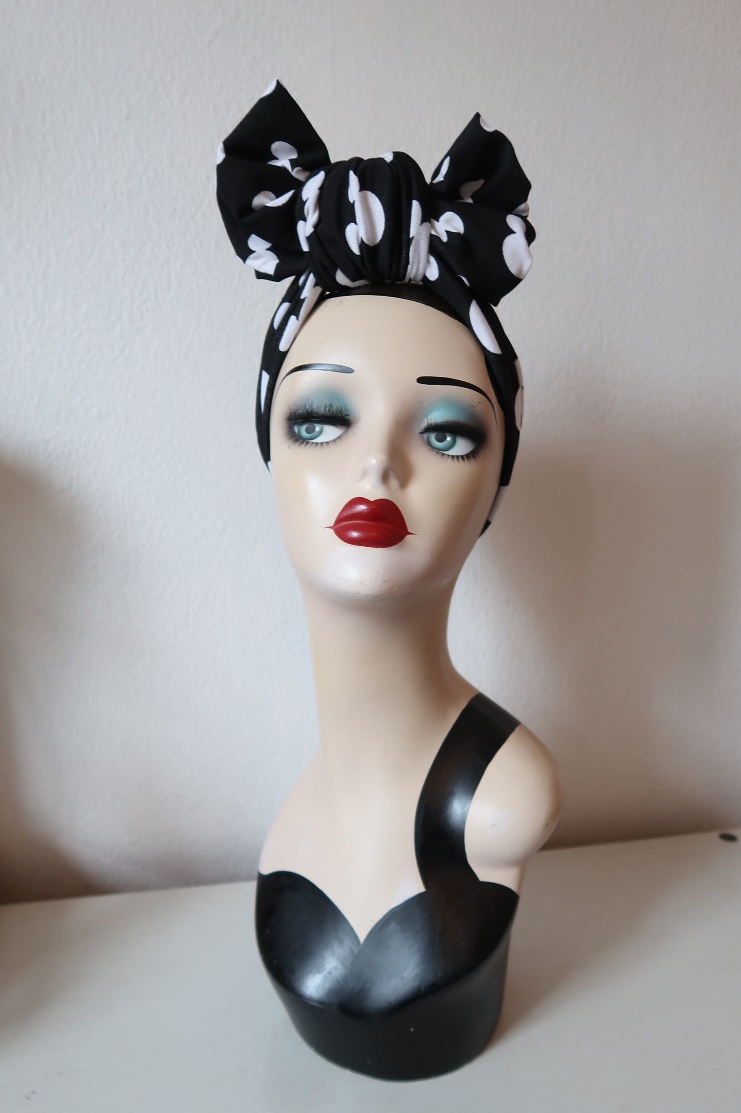 60% OFF SALE ITEM: Black & White Mouse Print Vintage Style Headband, Bow Knot