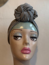 Load image into Gallery viewer, 50% OFF SALE ITEM: Light Grey Vintage Style Pre-tied Headband with Slouchy Knot