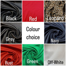 Load image into Gallery viewer, Made To Order: BOW KNOT 1940s Pre-tied Stretchy Turban in 8 colours: red, black, leopard, emerald green, off-white, rust, grey &amp; navy.