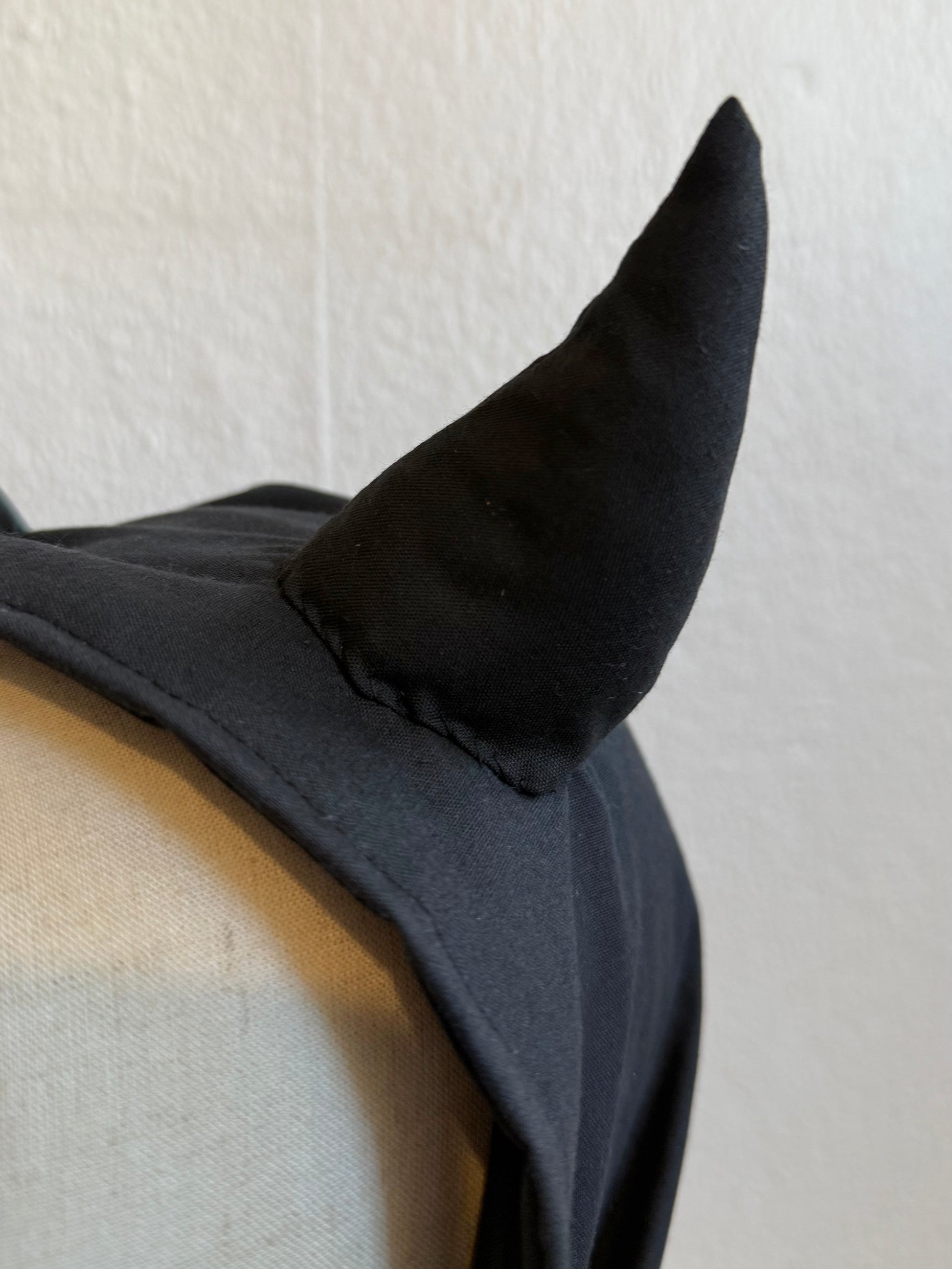 Handmade black devil horned bonnet 