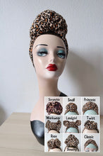 Load image into Gallery viewer, Handmade vintage leopard print turban for women 