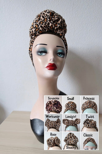 Handmade vintage leopard print turban for women 