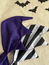 Load image into Gallery viewer, Gothic Halloween alternative fashion bat headscarf striped Beetlejuice 