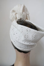 Load image into Gallery viewer, Vintage Style Pre-tied Headband in White Broderie Anglaise
