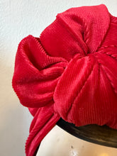 Load image into Gallery viewer, Red velvet Christmas festive burlesque vintage glamorous turban hat 