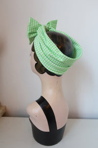 Green gingham headband