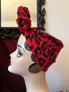 Red leopard print gothabilly rockabilly  headband