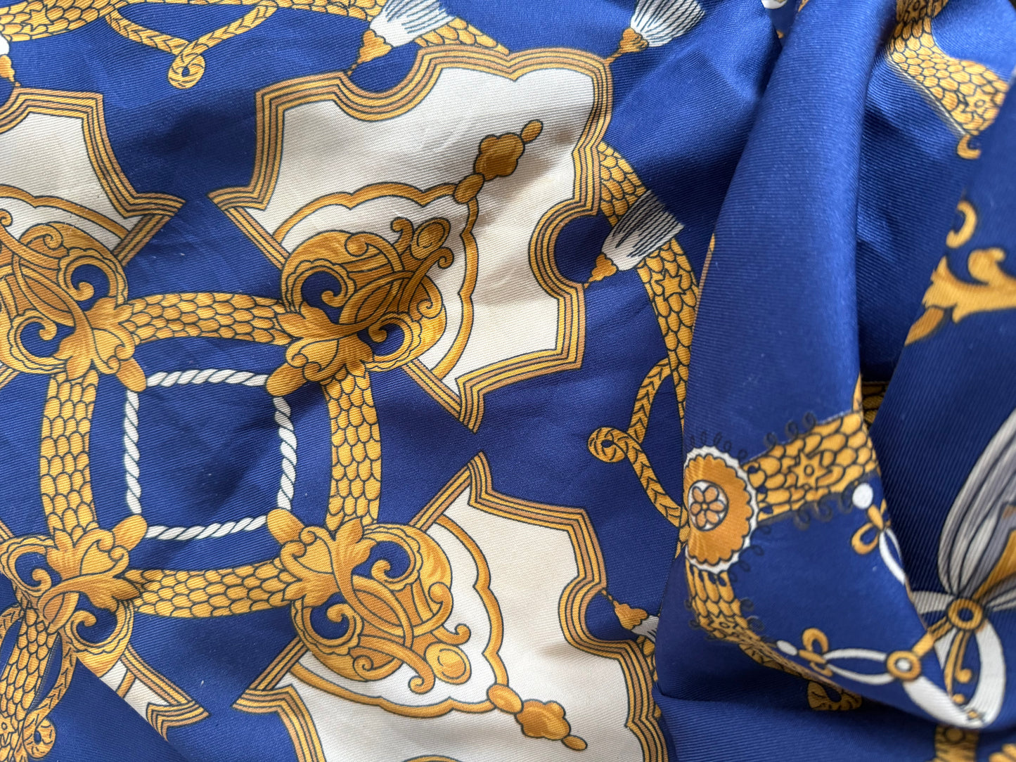 Blue/Gold Classic Print True Vintage Scarf