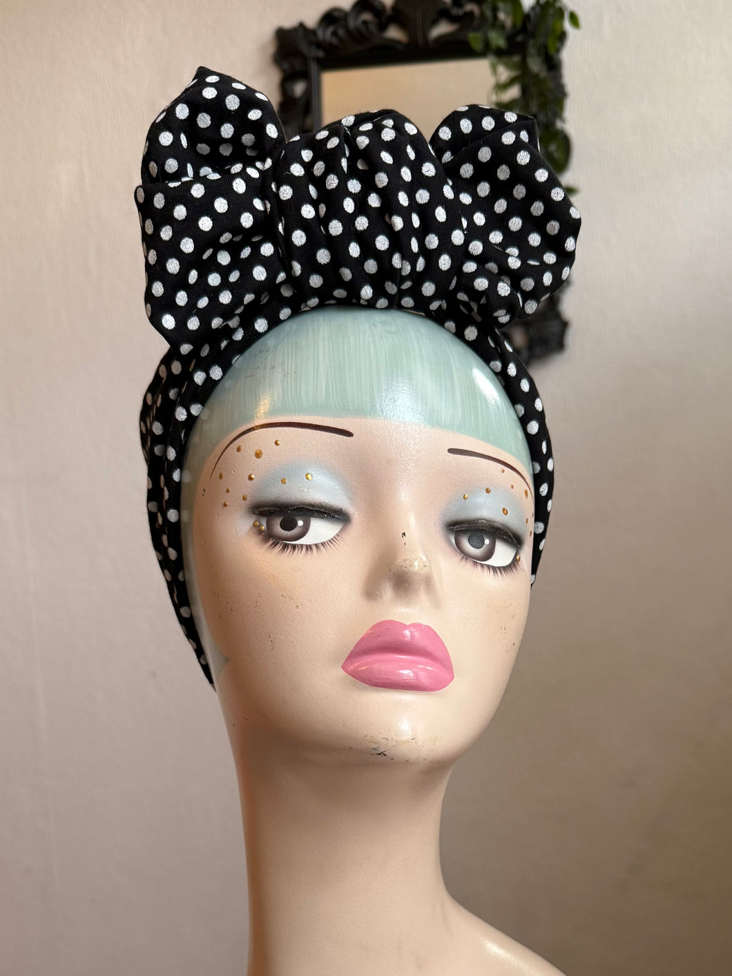 Polka dot rockabilly alternative headscarf