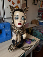 Load image into Gallery viewer, SARAH SPROUT COLLECTION: Cat Bonnet in Leopard Print or Black (made to order)