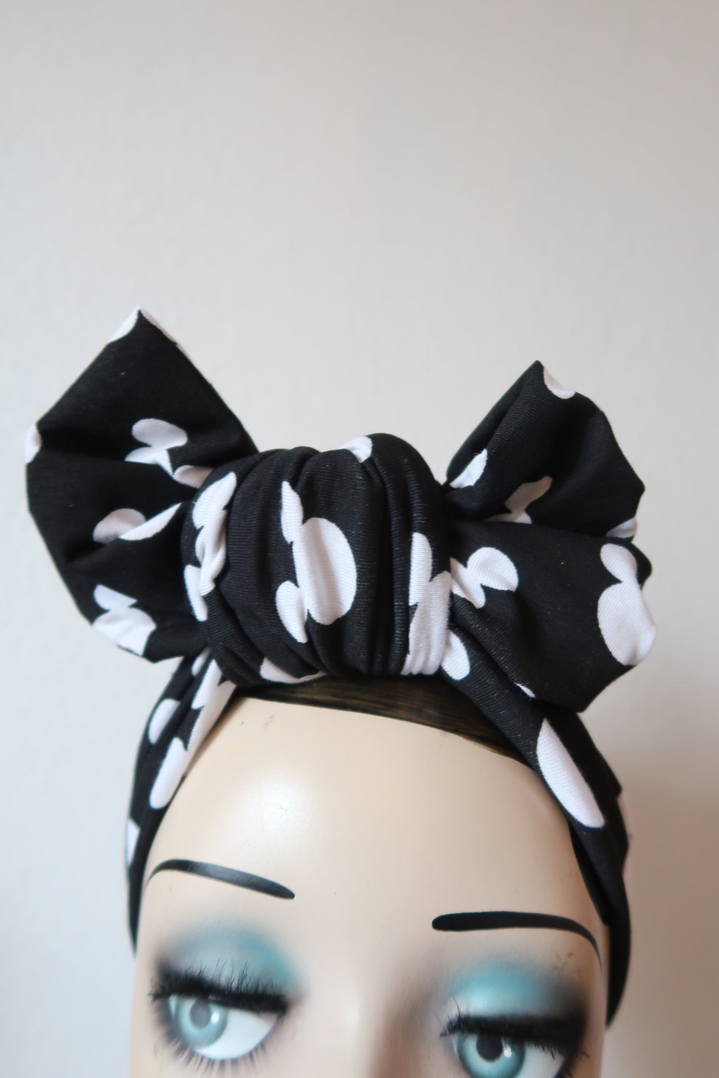60% OFF SALE ITEM: Black & White Mouse Print Vintage Style Headband, Bow Knot
