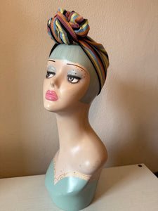 SMALL KNOT Vintage Style Pre-tied Headband in Stripes