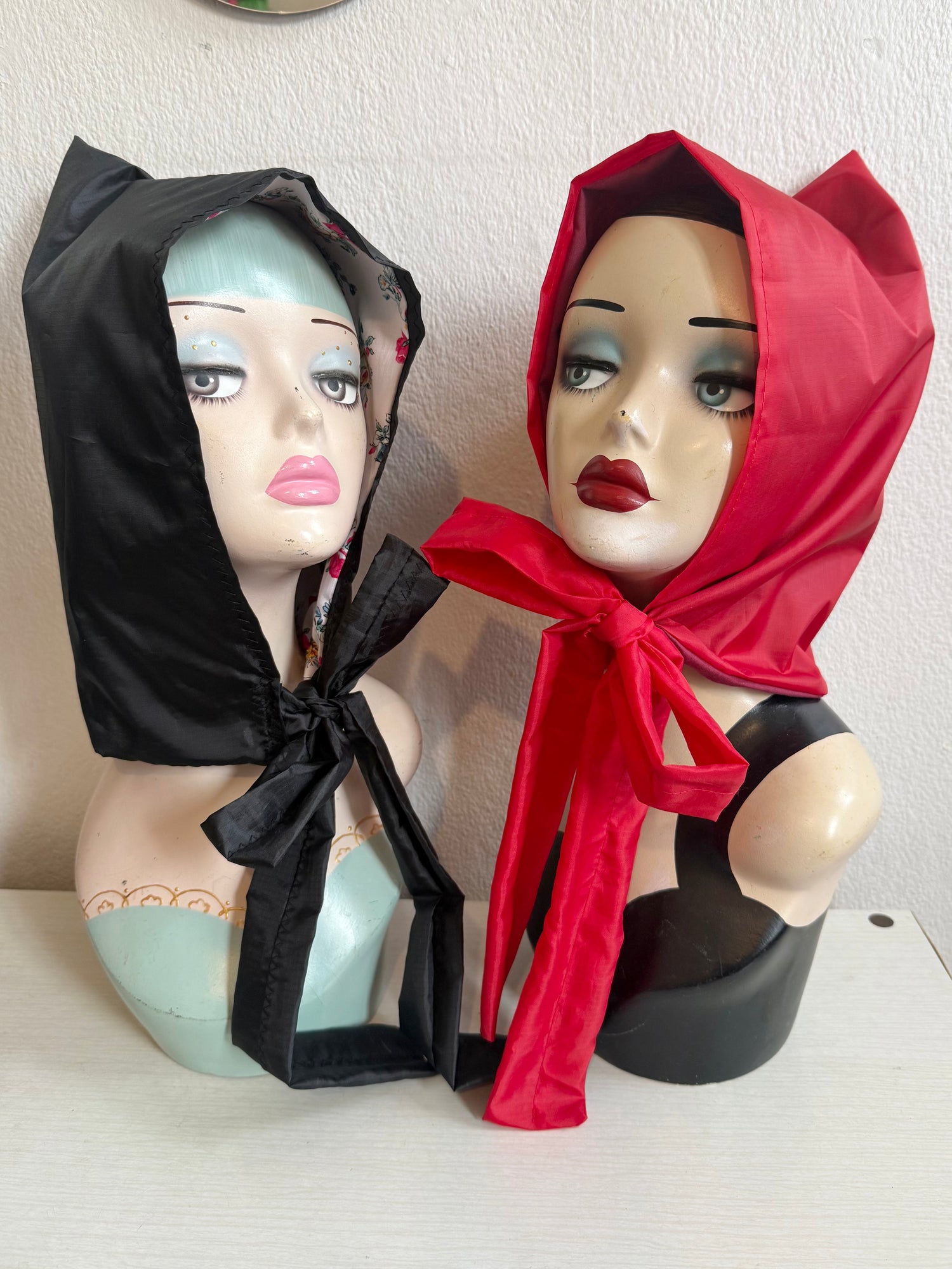 Vintage style rain hoods 