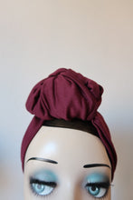 Load image into Gallery viewer, Burgundy vintage turban hat
