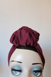 Burgundy vintage turban hat