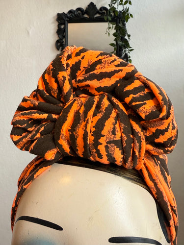 Orange tiger print alternative fashion headband 