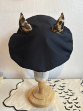 Load image into Gallery viewer, black and leopard print devil horn beret hat