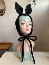 Load image into Gallery viewer, Mannequin head wearing a black bat ear headband with autumn decorations.