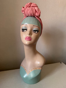 75% OFF SALE ITEM: SLOUCHY KNOT Vintage Style Pre-tied Headband in Salmon Pink