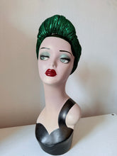 Load image into Gallery viewer, Green metallic Christmas festive burlesque vintage glamorous headband 