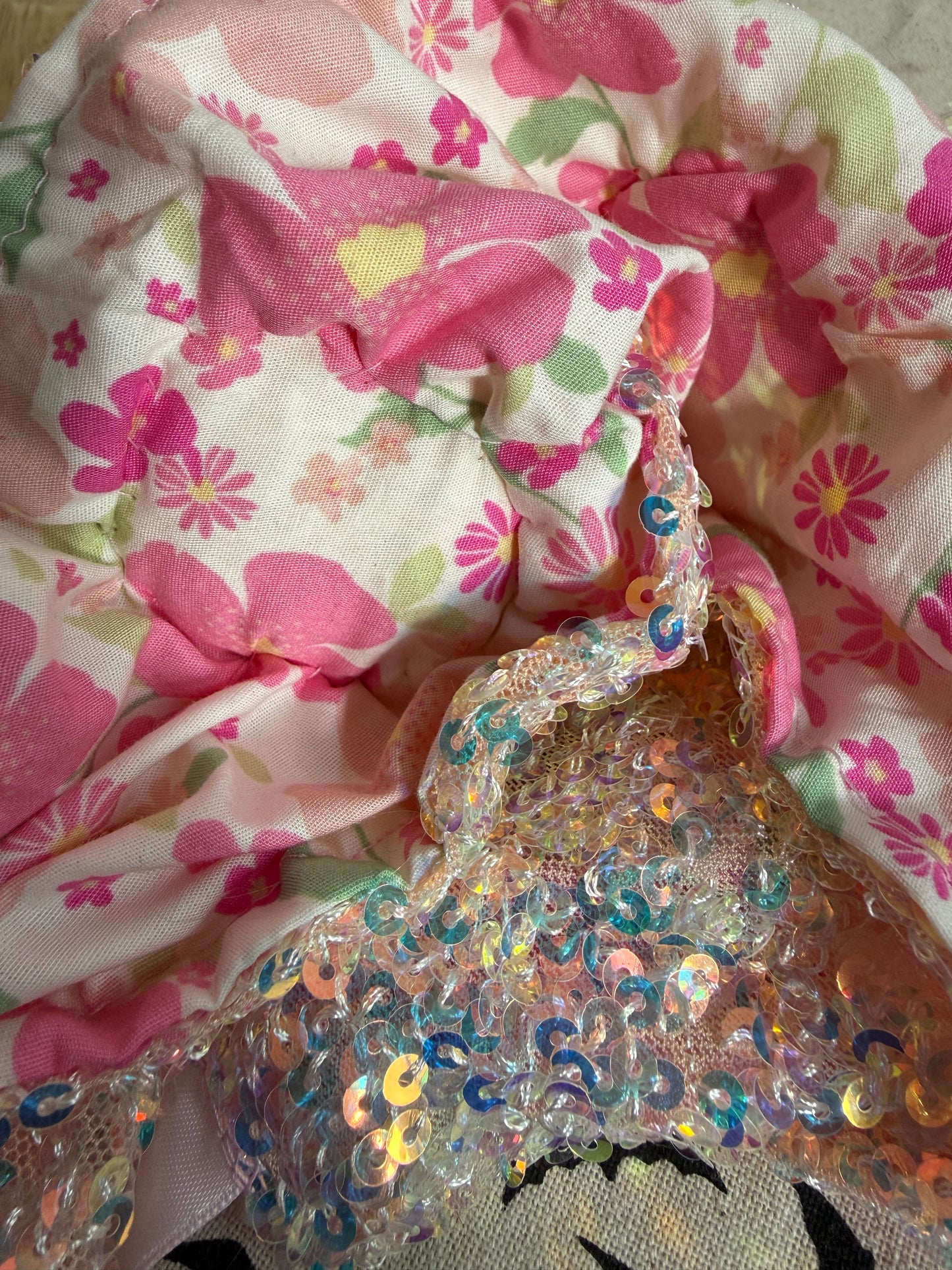Iridescent Sparkly Devil Headpiece (pink/orange)