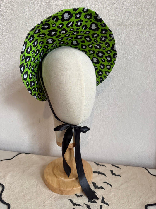 Green leopard print rockabilly sun hat