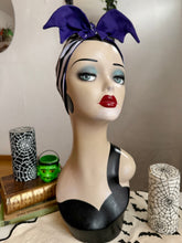 Load image into Gallery viewer, Gothic Halloween alternative fashion bat headscarf striped Beetlejuice 