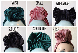 KNOT CHOICE Velvet Pre-tied Stretchy Vintage Style Headband in 4 Colours (made to order)