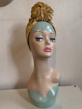 Load image into Gallery viewer, 50% OFF SALE ITEM: Crushed Gold Velvet (Full Coverage) 1940s Style Pre-tied Turban