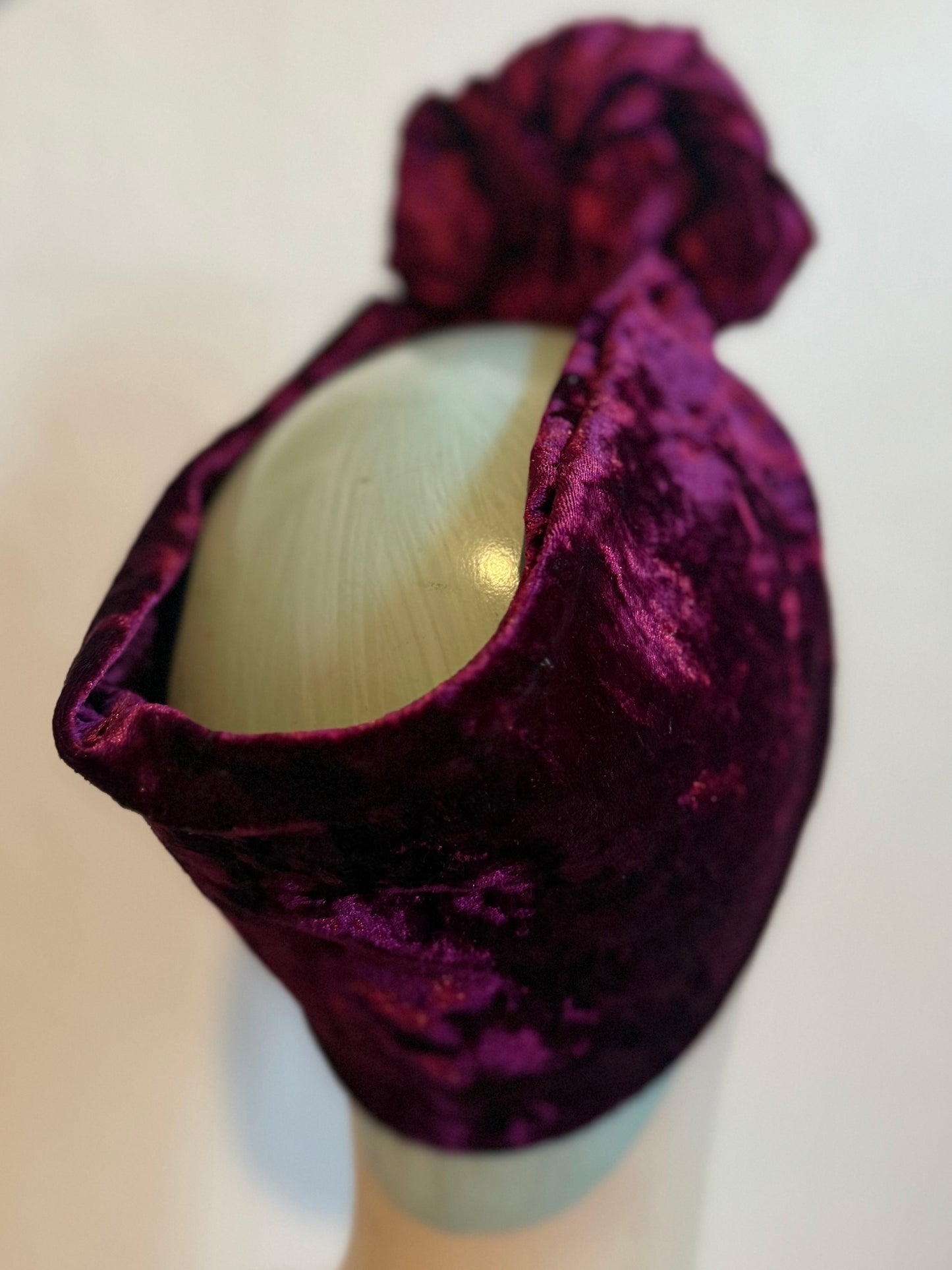 50% OFF SALE ITEM: Burgundy Crushed Velvet Vintage Style Pre-tied Headband