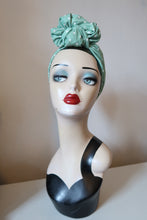 Load image into Gallery viewer, SALE ITEM: SLOUCHY KNOT Vintage Style Pre-tied Headband in Mint Polka Dot