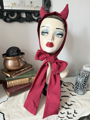 Red devil turban alt gothic fashion gothabilly pin-up classy Halloween costume 