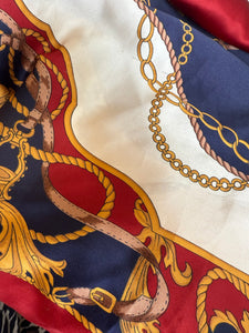 Classic Red & Blue Patterned True Vintage Scarf